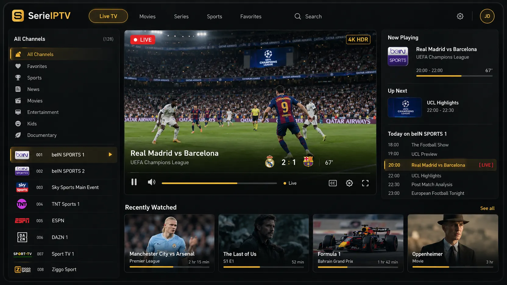 SerieTV Live-Player mit Bundesliga und persönlicher Mediathek